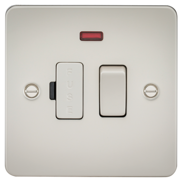 Knightsbridge FP6300NPL Flat Plate 13A Switched Fused Spur Unit With Neon - Pearl