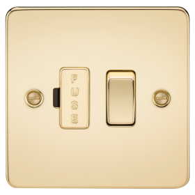Knightsbridge FP6300PB Flat Plate 13A Switched Fused Spur Unit - Polished Brass