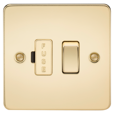 Knightsbridge FP6300PB Flat Plate 13A Switched Fused Spur Unit - Polished Brass