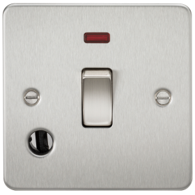 Knightsbridge FP8341FBC Flat Plate 20A 1G DP Switch With Neon & Flex Outlet - Brushed Chrome