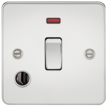 Knightsbridge FP8341FPC Flat Plate 20A 1G DP Switch With Neon & Flex Outlet - Polished Chrome