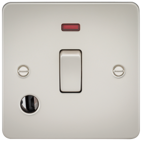 Knightsbridge FP8341FPL Flat Plate 20A 1G DP Switch With Neon & Flex Outlet - Pearl