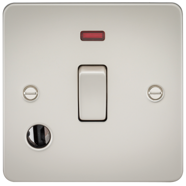 Knightsbridge FP8341FPL Flat Plate 20A 1G DP Switch With Neon & Flex Outlet - Pearl