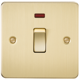 Knightsbridge FP8341NBB Flat Plate 20A 1G DP Switch With Neon - Brushed Brass
