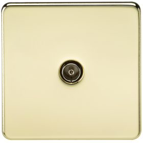Knightsbridge SF0100PB Screwless 1G TV Outlet (Non-Isolated) - Polished Brass