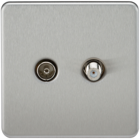 Knightsbridge SF0140BC Screwless TV & Sat TV Outlet (Isolated) - Brushed Chrome