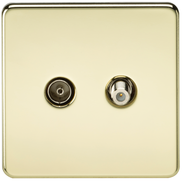 Knightsbridge SF0140PB Screwless TV & Sat TV Outlet (Isolated) – Polished Brass