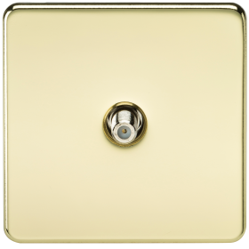 Knightsbridge SF0150PB Screwless 1G Sat TV Outlet (Non-Isolated) - Polished Brass