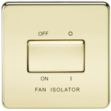 Knightsbridge SF1100PB Screwless 10A 3 Pole Fan Isolator Switch – Polished Brass