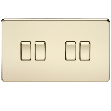 Knightsbridge SF4100PB Screwless 10A 4G 2 Way Switch – Polished Brass