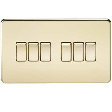 Knightsbridge SF4200PB Screwless 10A 6G 2 Way Switch – Polished Brass