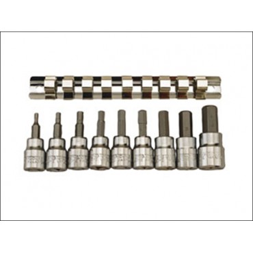 Teng M3812 10 Piece Clip Rail Hex Key Socket Set Metric- 3/8in Drive